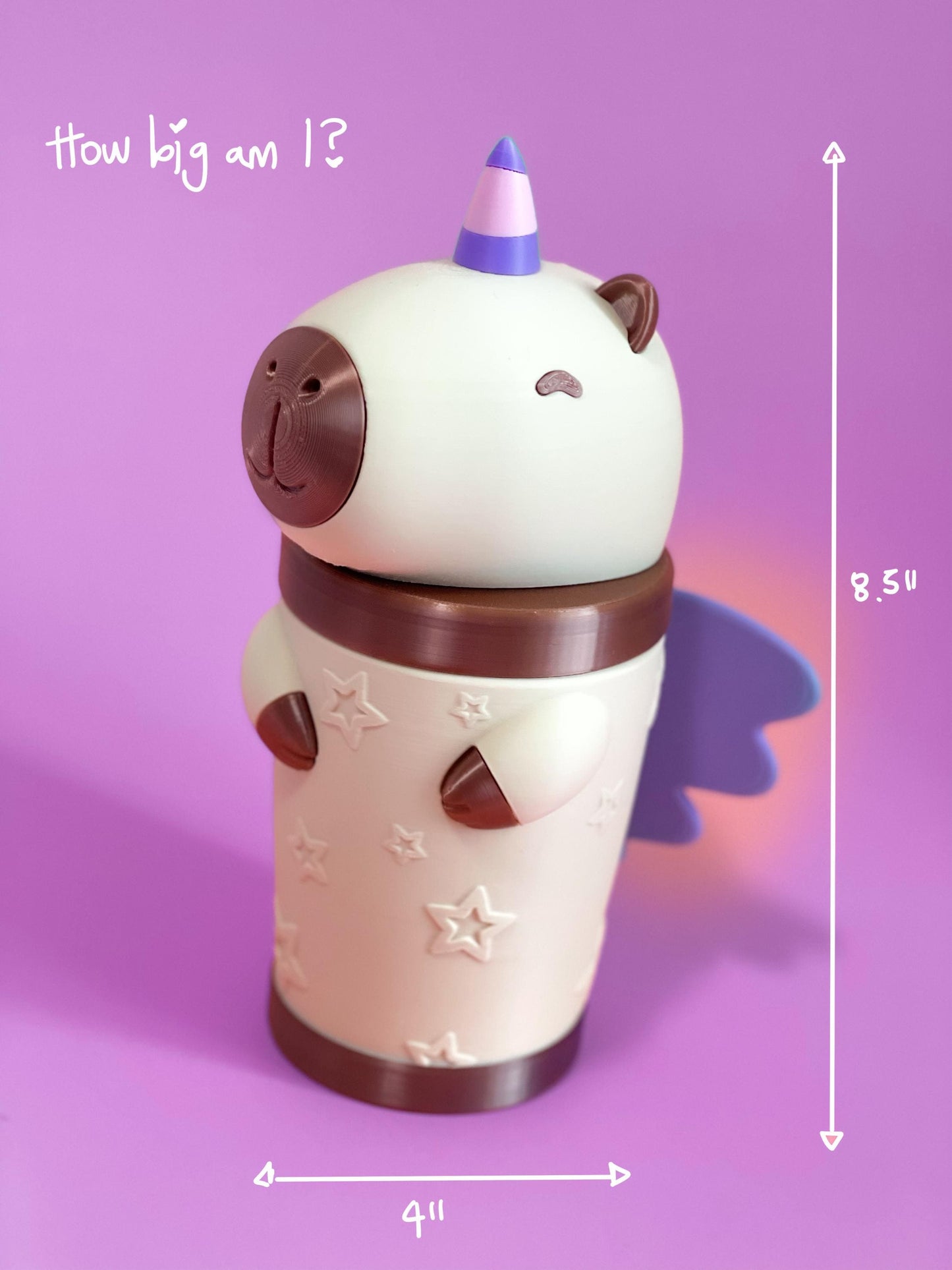 Capybara Unicorn Tumbler 3D Printed Cute Drinkware Cup Kawaii Capybara Gift Fantasy Animal Cup Gift animals lovers Capybara cup girlie kids