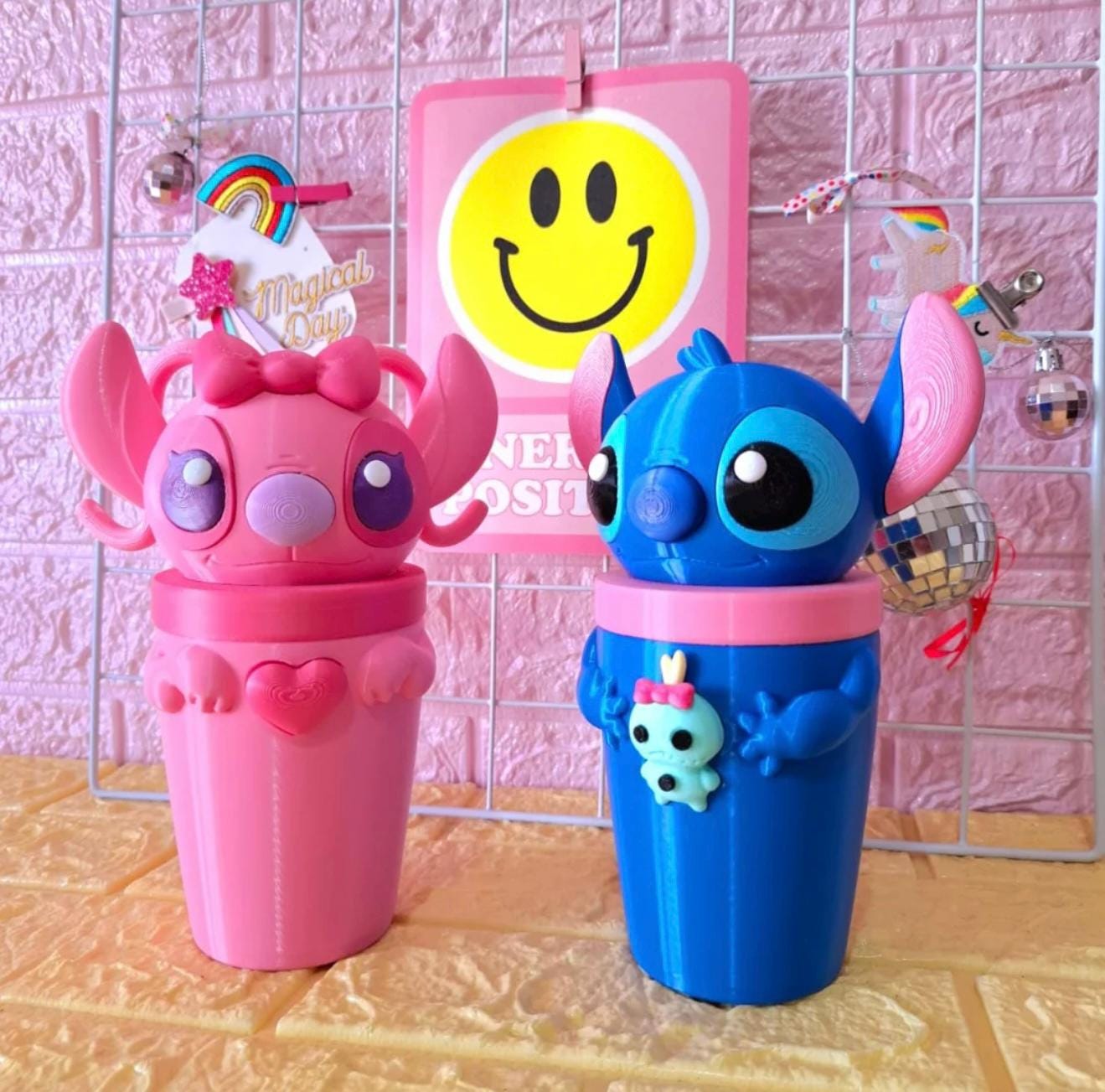 Blue monster Tumbler Cup 3D Printed Kawaii Angel: Cute Anime Gift bottle with Lid and Straw cute cup