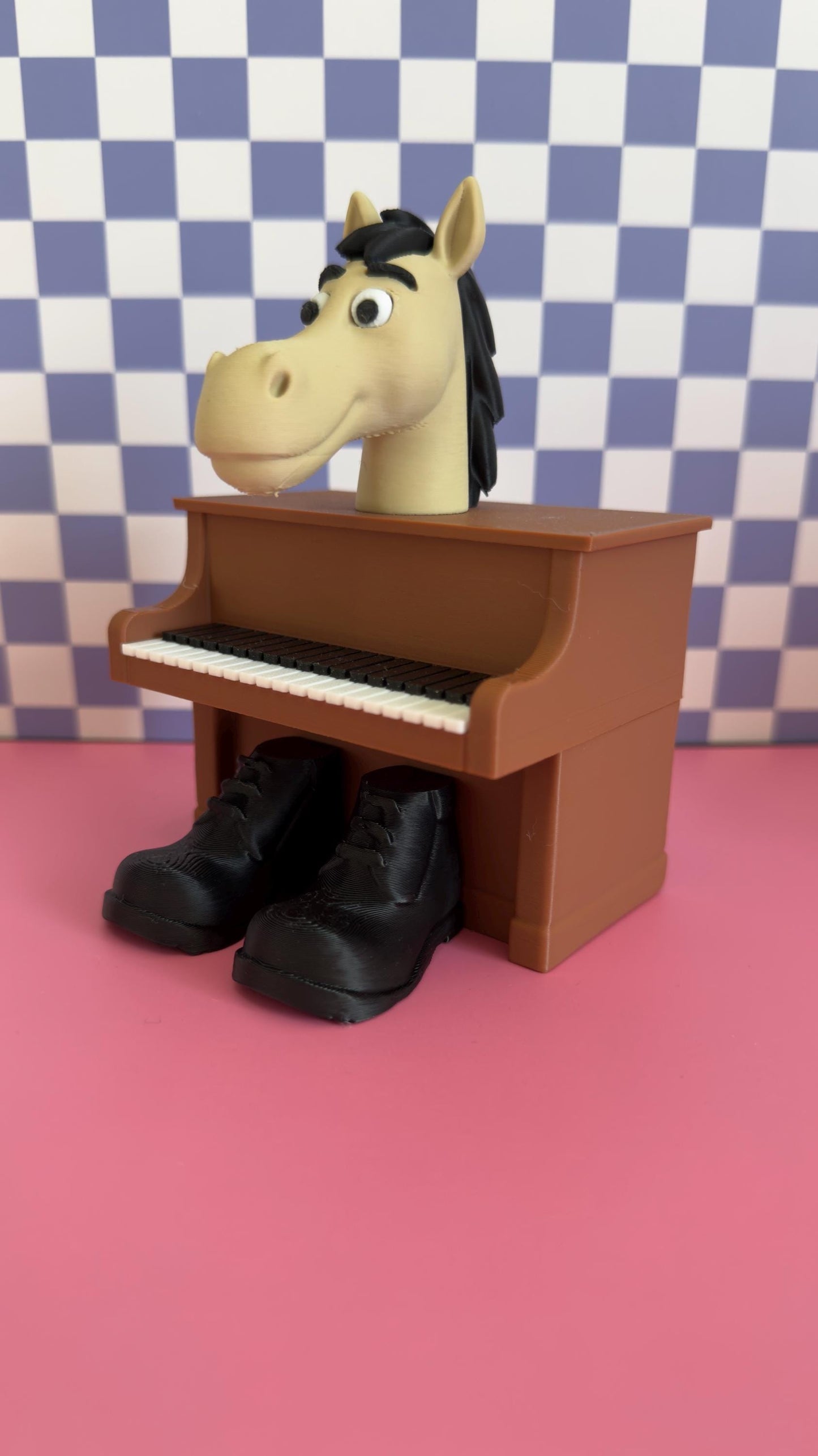 Ecco Cavallo Virtuoso 3D Printed Figure Funny Piano Horse Character, Brainrot Sprunki Meme Toy Surreal Collectible Weirdcore Art Gift