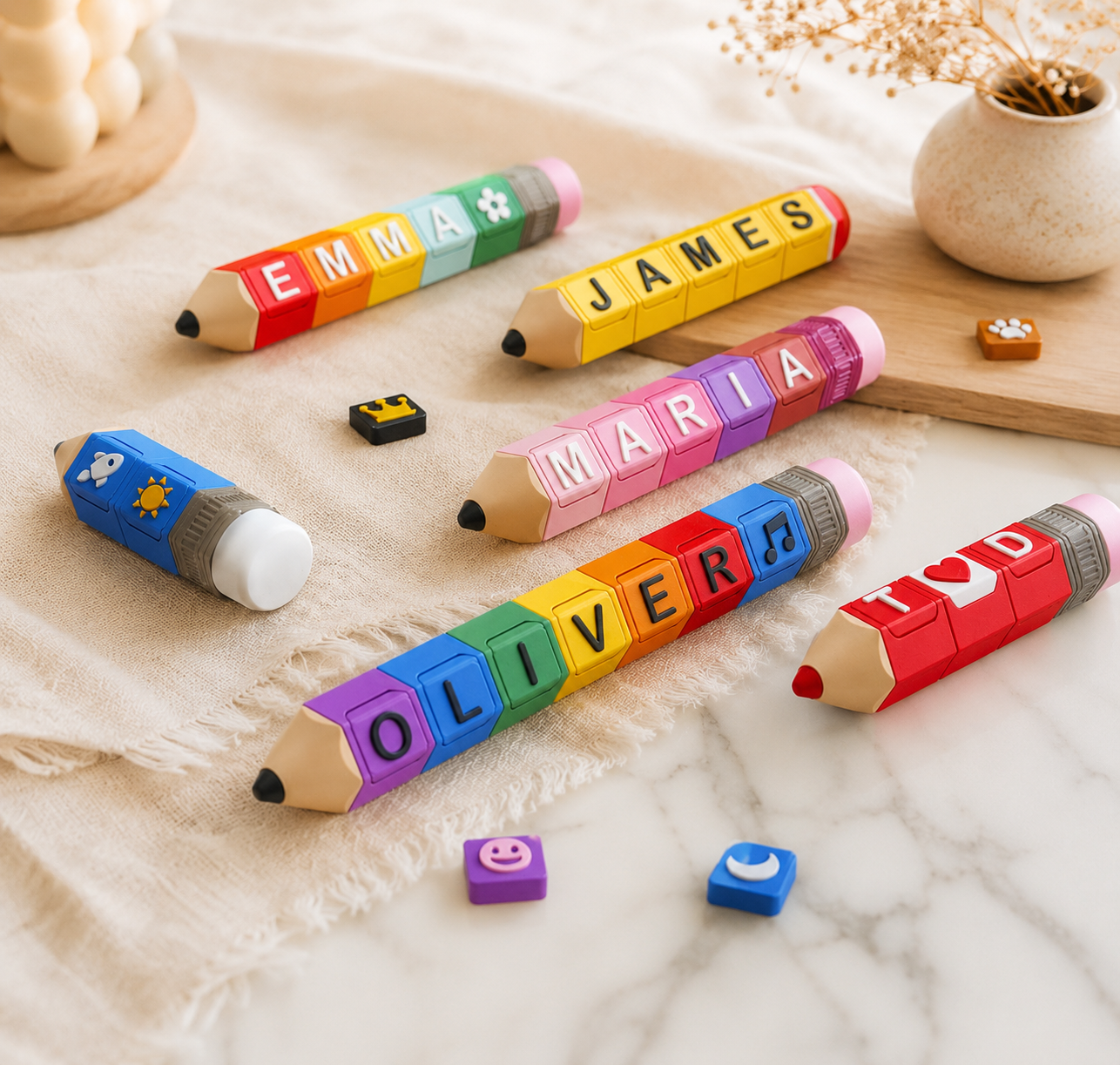 Personalized Pencil Clicker Keychain | Custom Name Fidget Toy