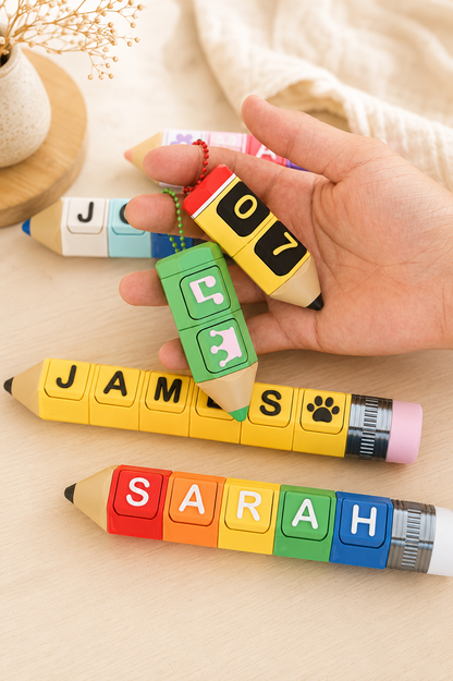 Personalized Pencil Clicker Keychain | Custom Name Fidget Toy