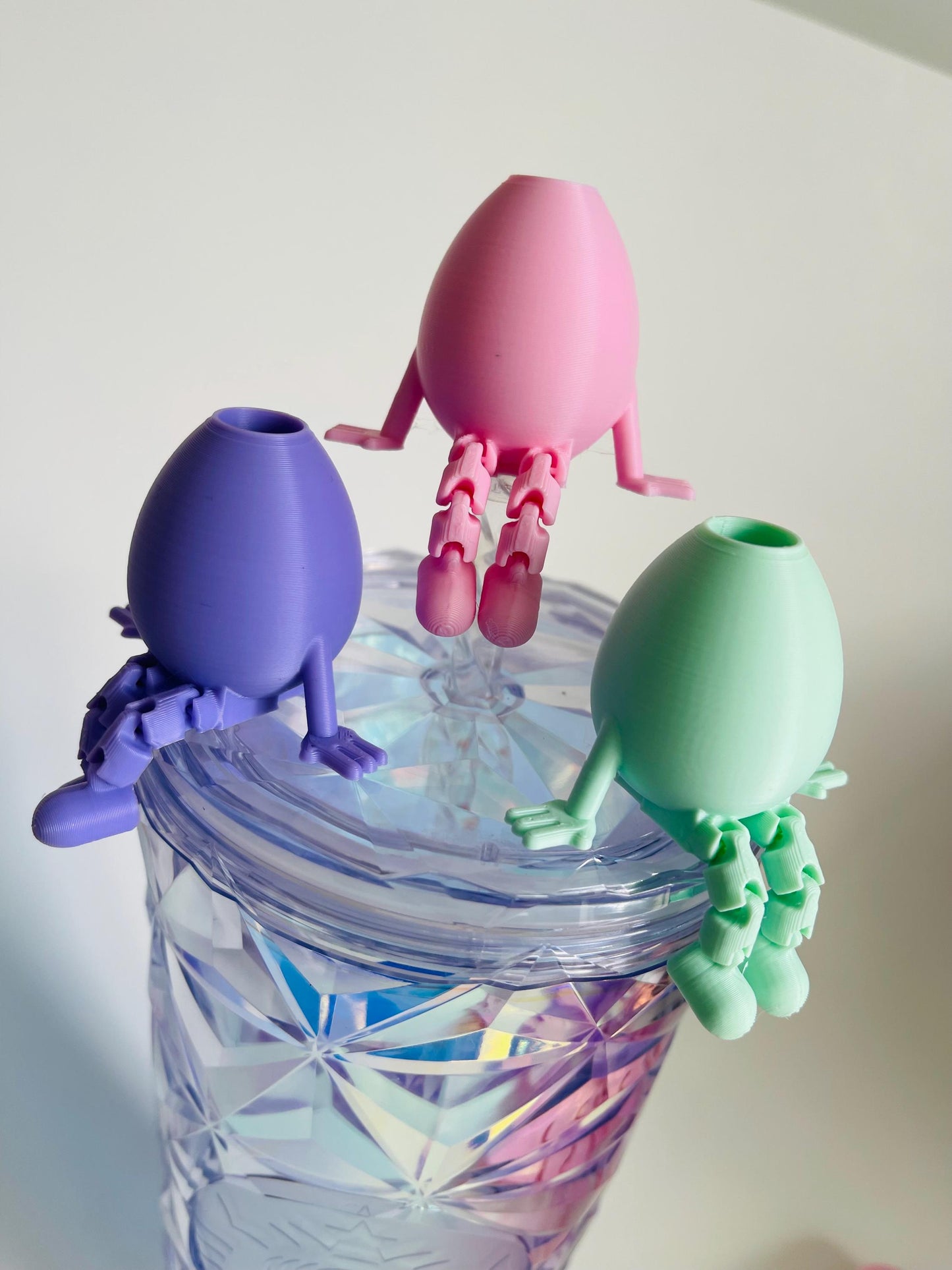 Egg Buddy Straw Topper 3D Printed Fidget Toy Mini Bunny Drink Charm Fun Easter Basket Stuffer Kawaii Cup Accessory sensory gift