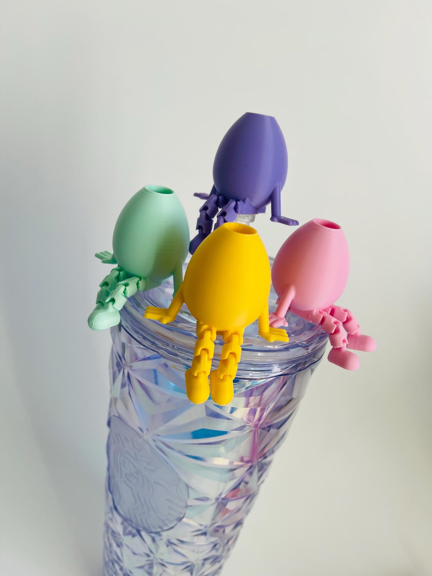Egg Buddy Straw Topper 3D Printed Fidget Toy Mini Bunny Drink Charm Fun Easter Basket Stuffer Kawaii Cup Accessory sensory gift