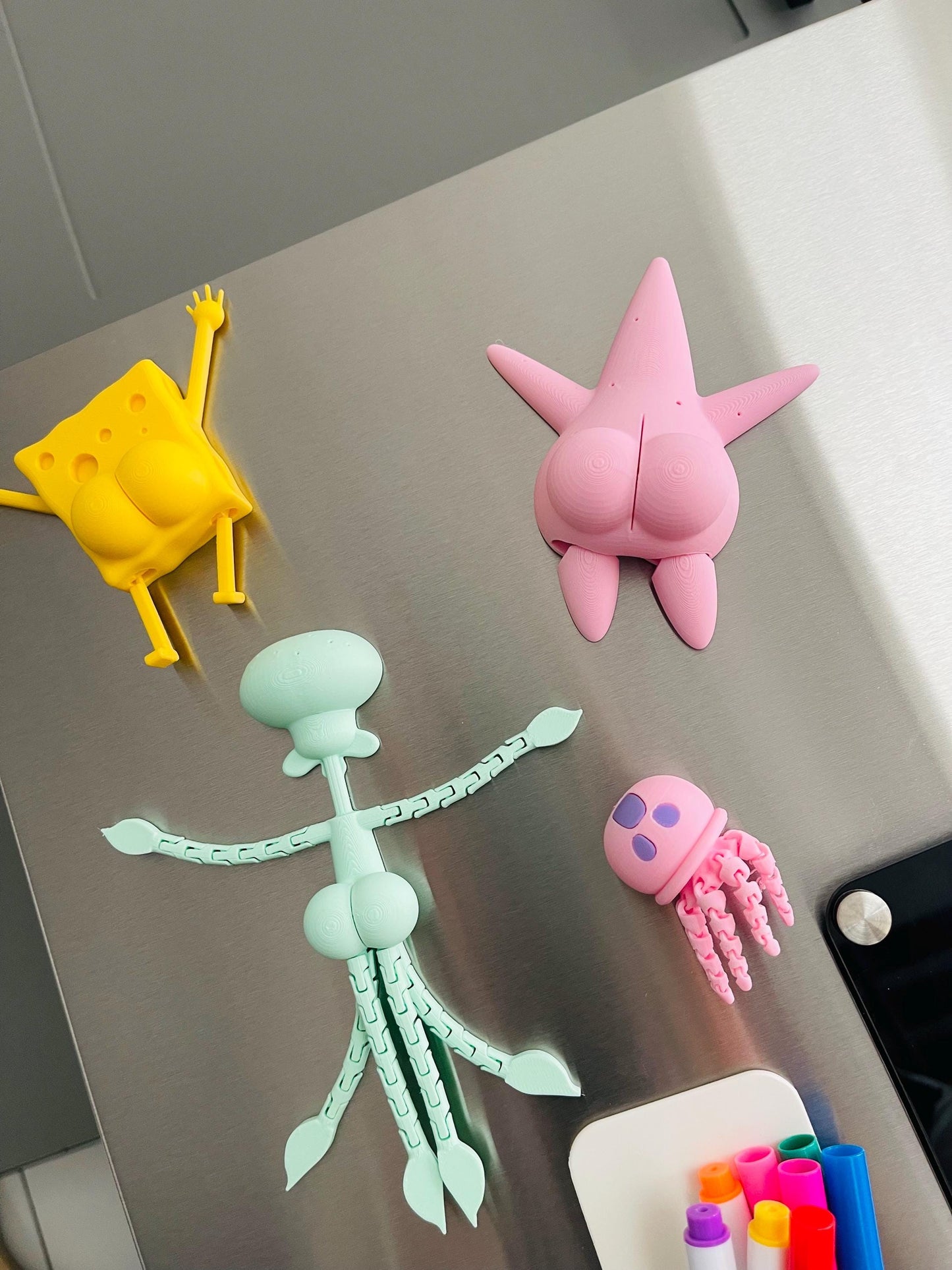 Sea Sponge and pals butt magnets Funny 3D Printed Butt Magnets Hilarious Cartoon inspired Fridge Decor Meme Gift Kawaii Office & Locker