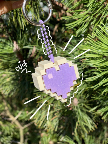 Pixel Heart Keychain Clicker Fidget Toy Cute Gamer Gift 8-Bit Aesthetic Anxiety Relief Retro Gaming Accessory Gifts for 