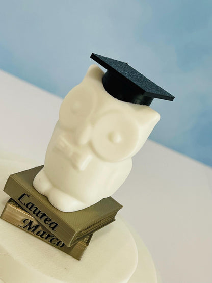 Custom Name Graduation Owl Figurine 3D Printed Personalized Gift for Graduates 2025 Keepsake Owl on Books with Cap Unique Grad Party Favor