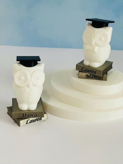 Custom Name Graduation Owl Figurine 3D Printed Personalized Gift for Graduates 2025 Keepsake Owl on Books with Cap Uniqu