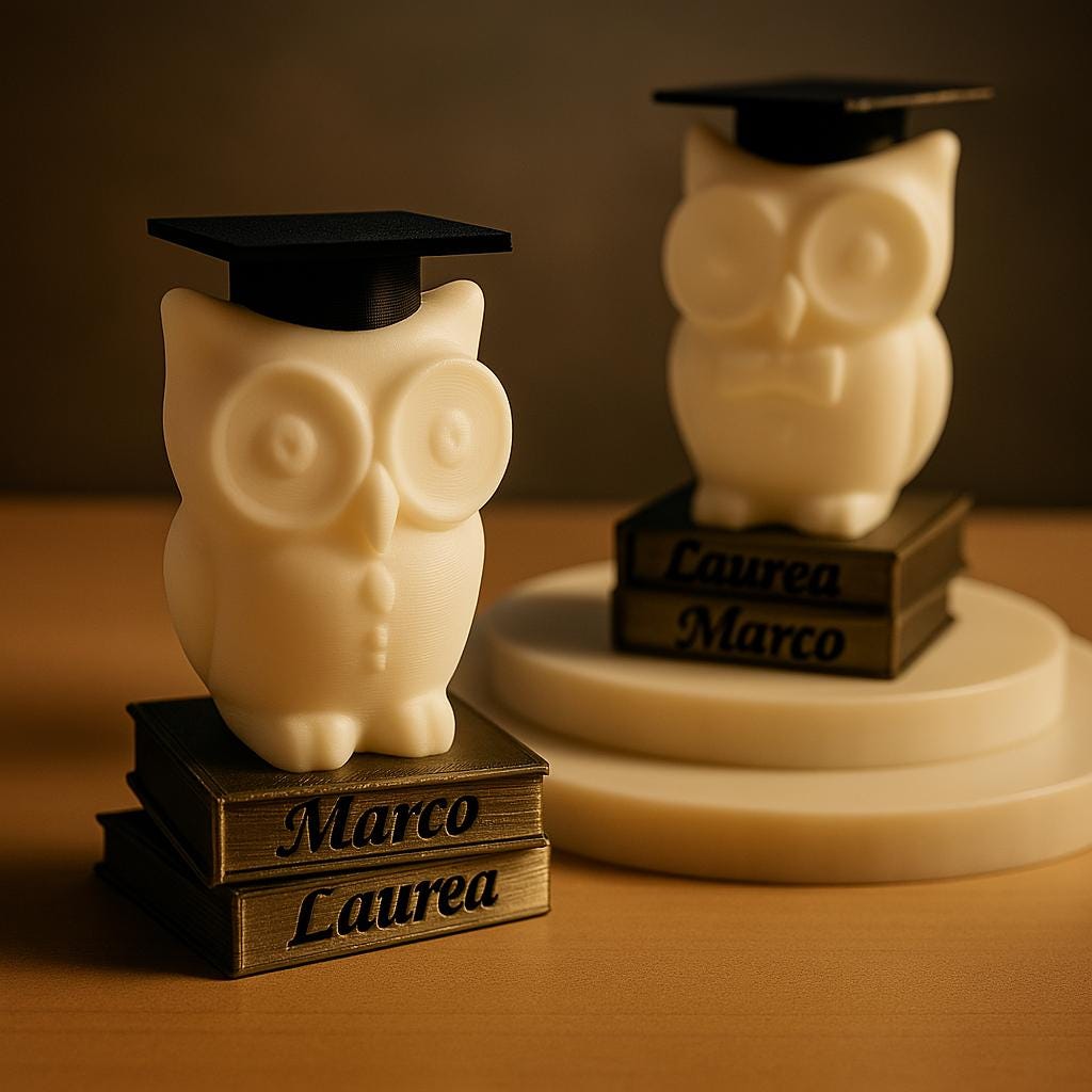 Custom Name Graduation Owl Figurine 3D Printed Personalized Gift for Graduates 2025 Keepsake Owl on Books with Cap Unique Grad Party Favor