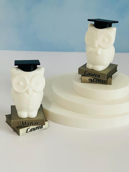Custom Name Graduation Owl Figurine 3D Printed Personalized Gift for Graduates 2025 Keepsake Owl on Books with Cap Unique Grad Party Favor