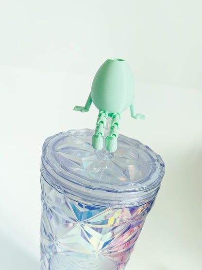 Egg Buddy Straw Topper 3D Printed Fidget Toy Mini Bunny Drink Charm Fun Easter Basket Stuffer Kawaii Cup Accessory sensory gift