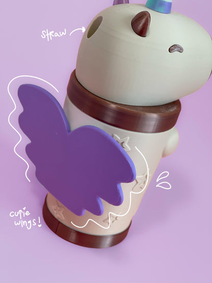 Capybara Unicorn Tumbler 3D Printed Cute Drinkware Cup Kawaii Capybara Gift Fantasy Animal Cup Gift animals lovers Capybara cup girlie kids