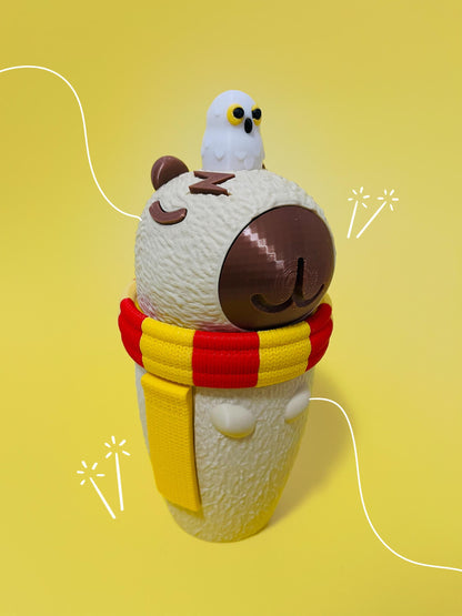 Capybara wizard Tumbler 3D Printed Cute Drinkware Coffee and Water Cup Kawaii Capybara Gift gamers fantasy Cup Gift book