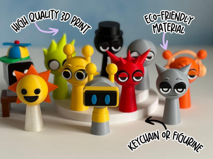 Sprunki toys keychains 3D Printed Incredibox Inspired Mini Toys Gamer Gift Party Favor Cake Topper birthday present gamer fan art