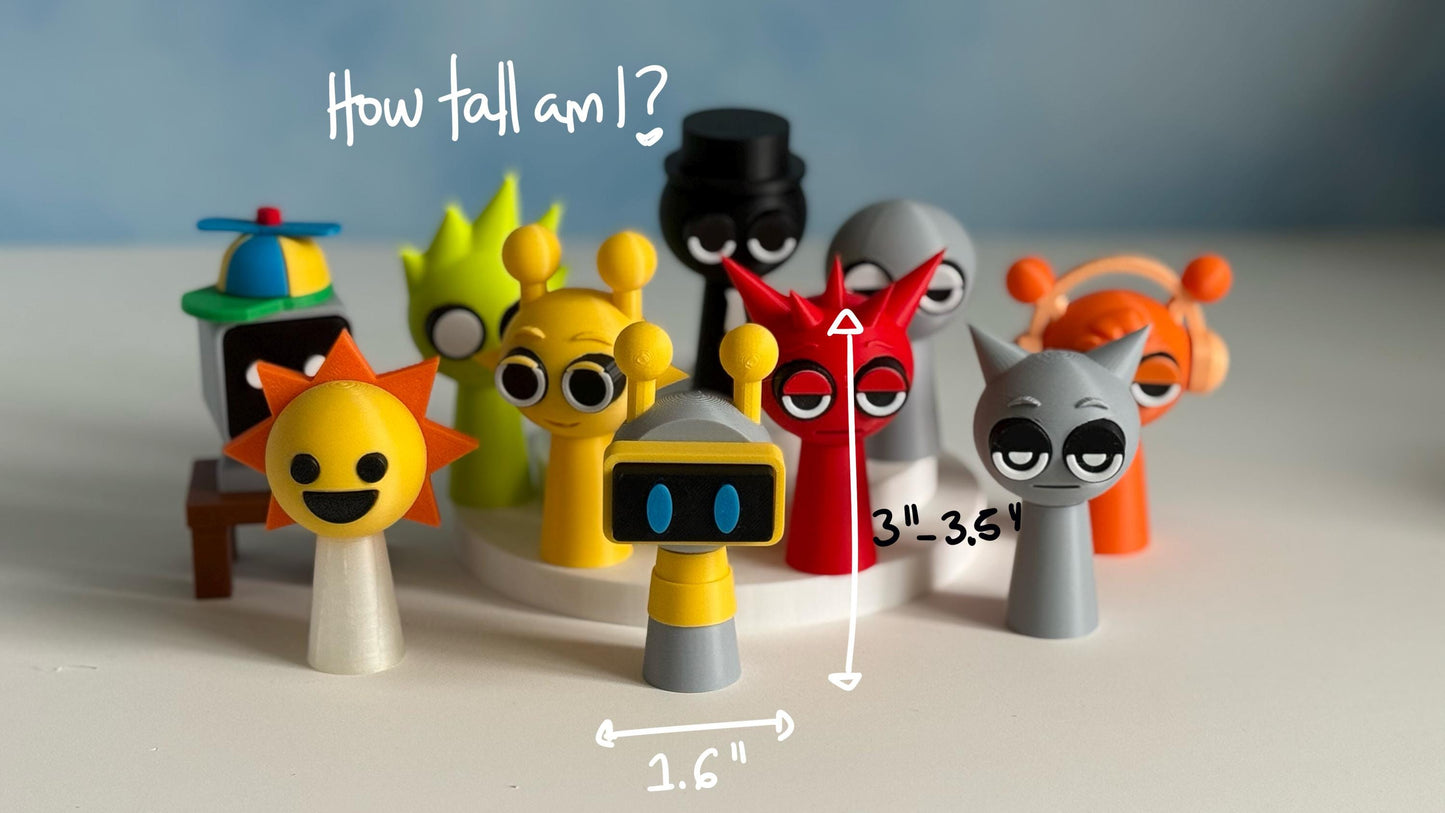 Mr Fun Computer Sprunki toy keychain 3D Printed Incredibox Inspired Mini Toys Gamer Gift Party Favor Cake Topper birthday gamer fan art