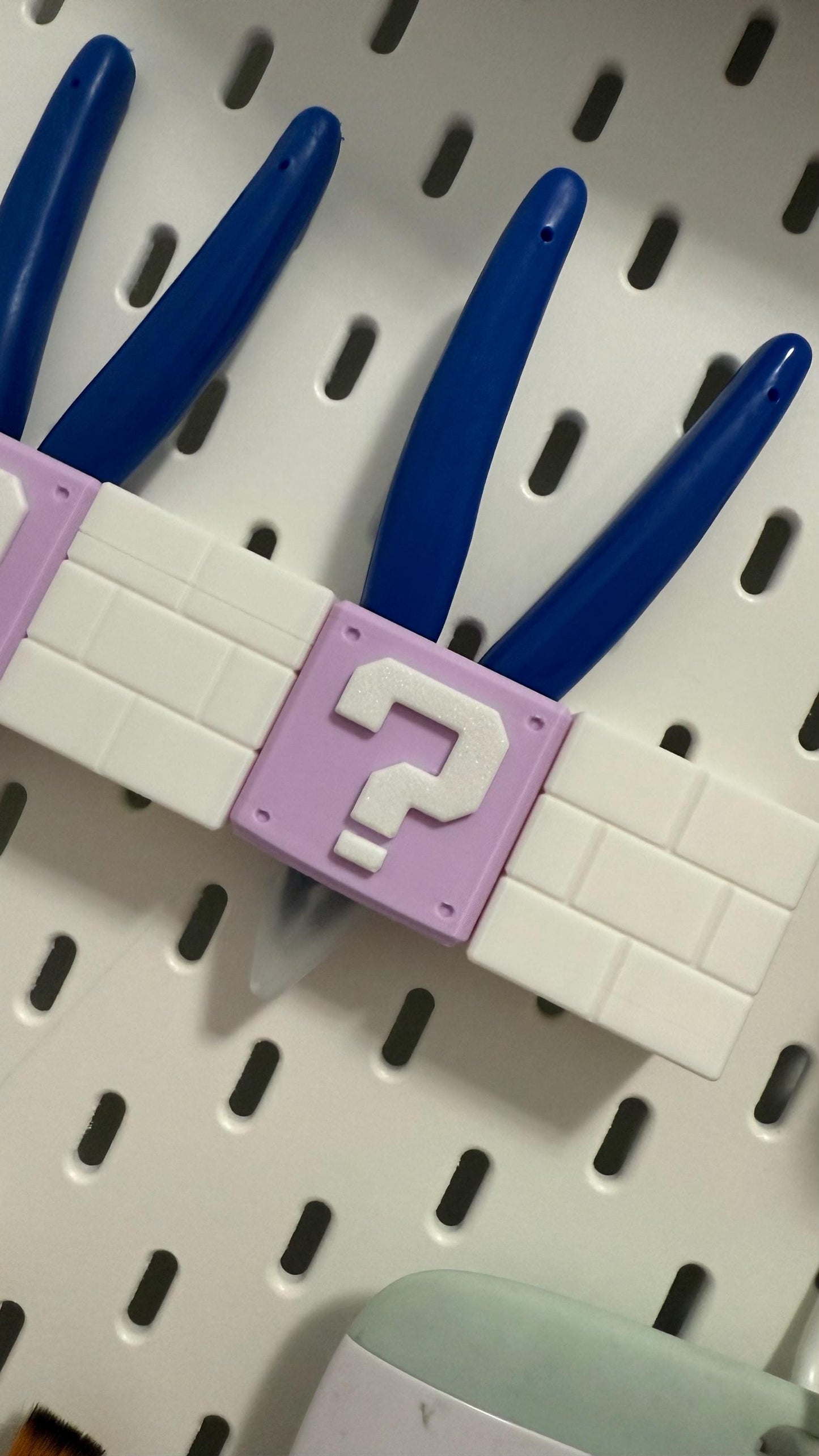 Question Block IKEA Pegboard Tool Holder Cute and Functional 3D Printed Organizer for Craft Rooms Studios and Gamer Setups