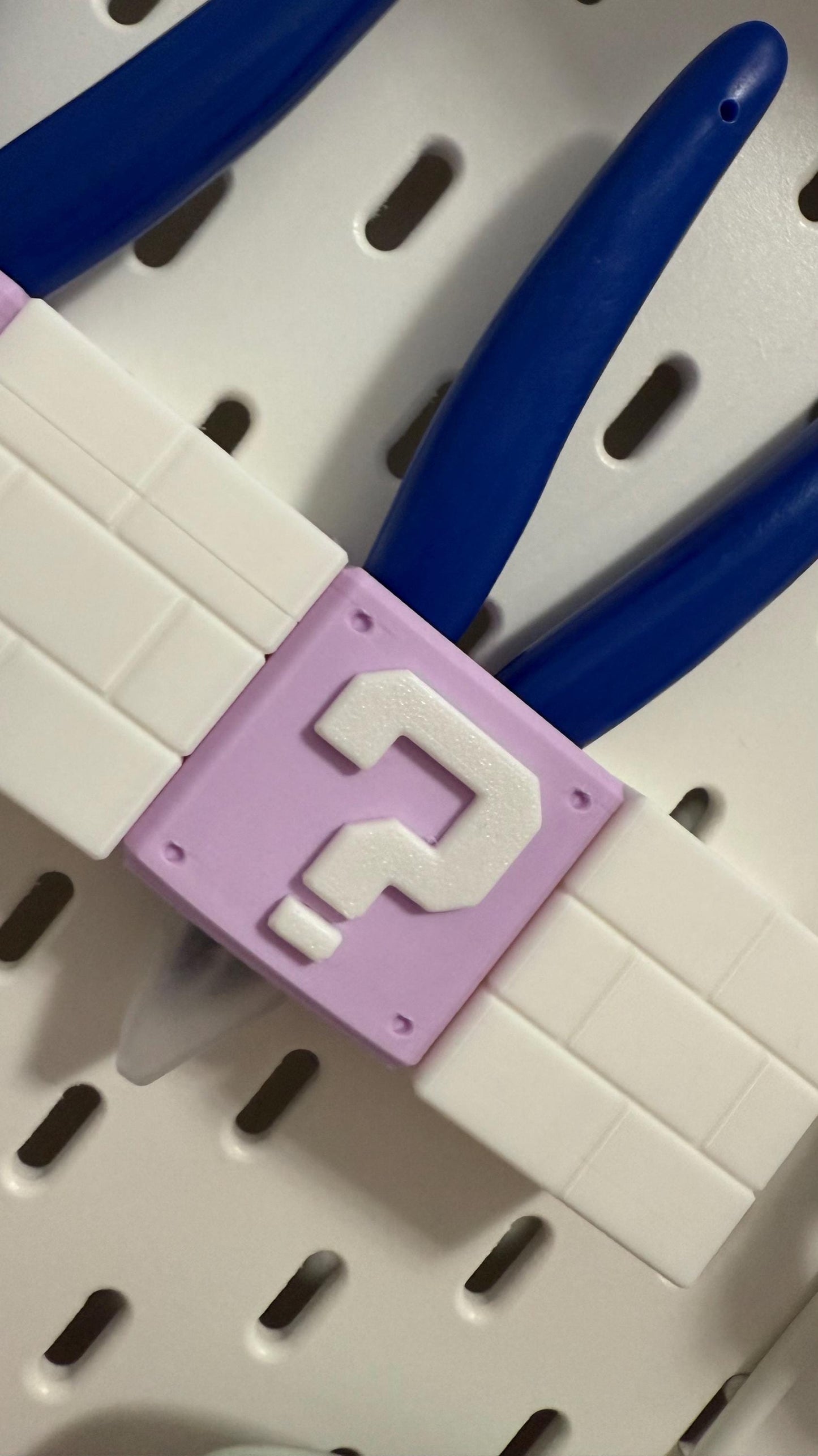 Question Block IKEA Pegboard Tool Holder Cute and Functional 3D Printed Organizer for Craft Rooms Studios and Gamer Setups
