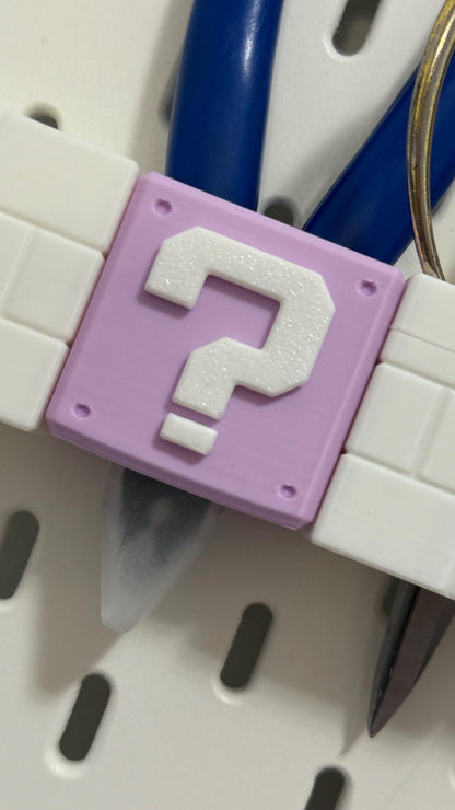 Question Block IKEA Pegboard Tool Holder Cute and Functional 3D Printed Organizer for Craft Rooms Studios and Gamer Setups