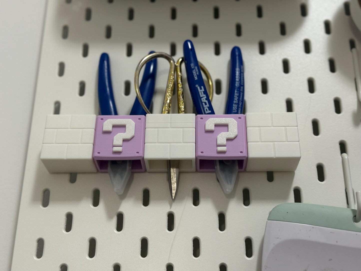 Question Block IKEA Pegboard Tool Holder Cute and Functional 3D Printed Organizer for Craft Rooms Studios and Gamer Setups