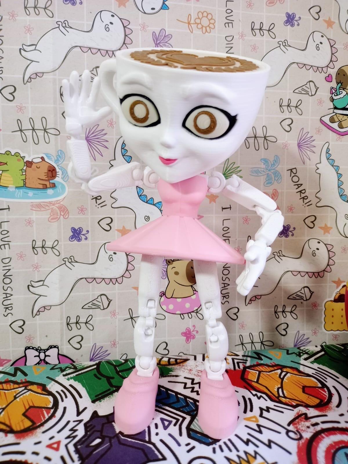 Cappuccina Ballerina 3D Printed figure Brainrot Italian memes Desk Toy coffee Cup Figurine Gift for  coffee lovers and M