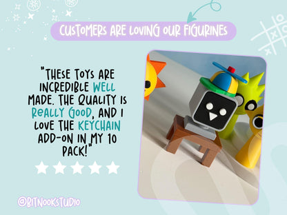 Mr Fun Computer Sprunki toy keychain 3D Printed Incredibox Inspired Mini Toys Gamer Gift Party Favor Cake Topper birthday gamer fan art