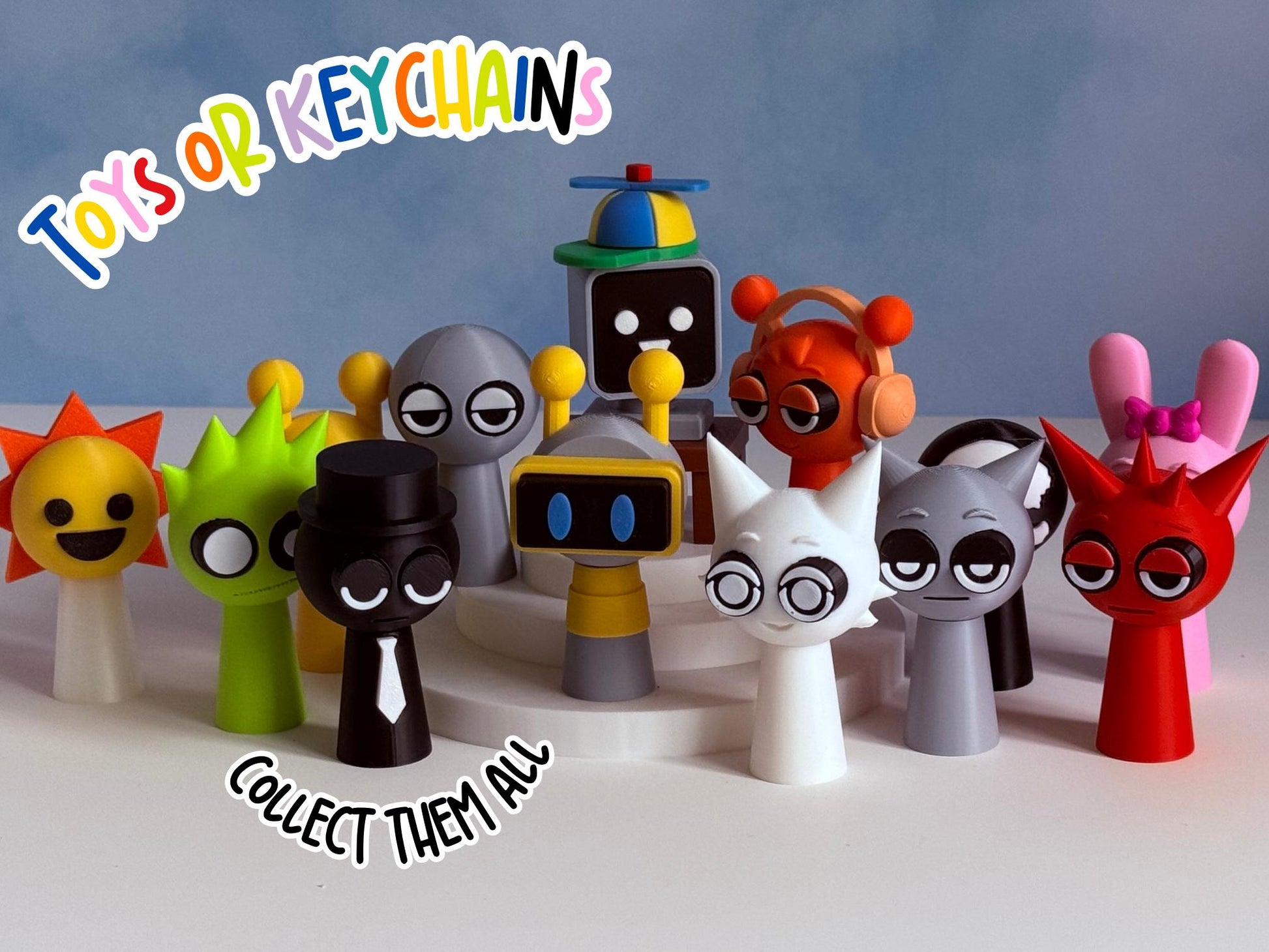 Sprunki toys keychains 3D Printed Incredibox Inspired Mini Toys Gamer Gift Party Favor Cake Topper birthday present game