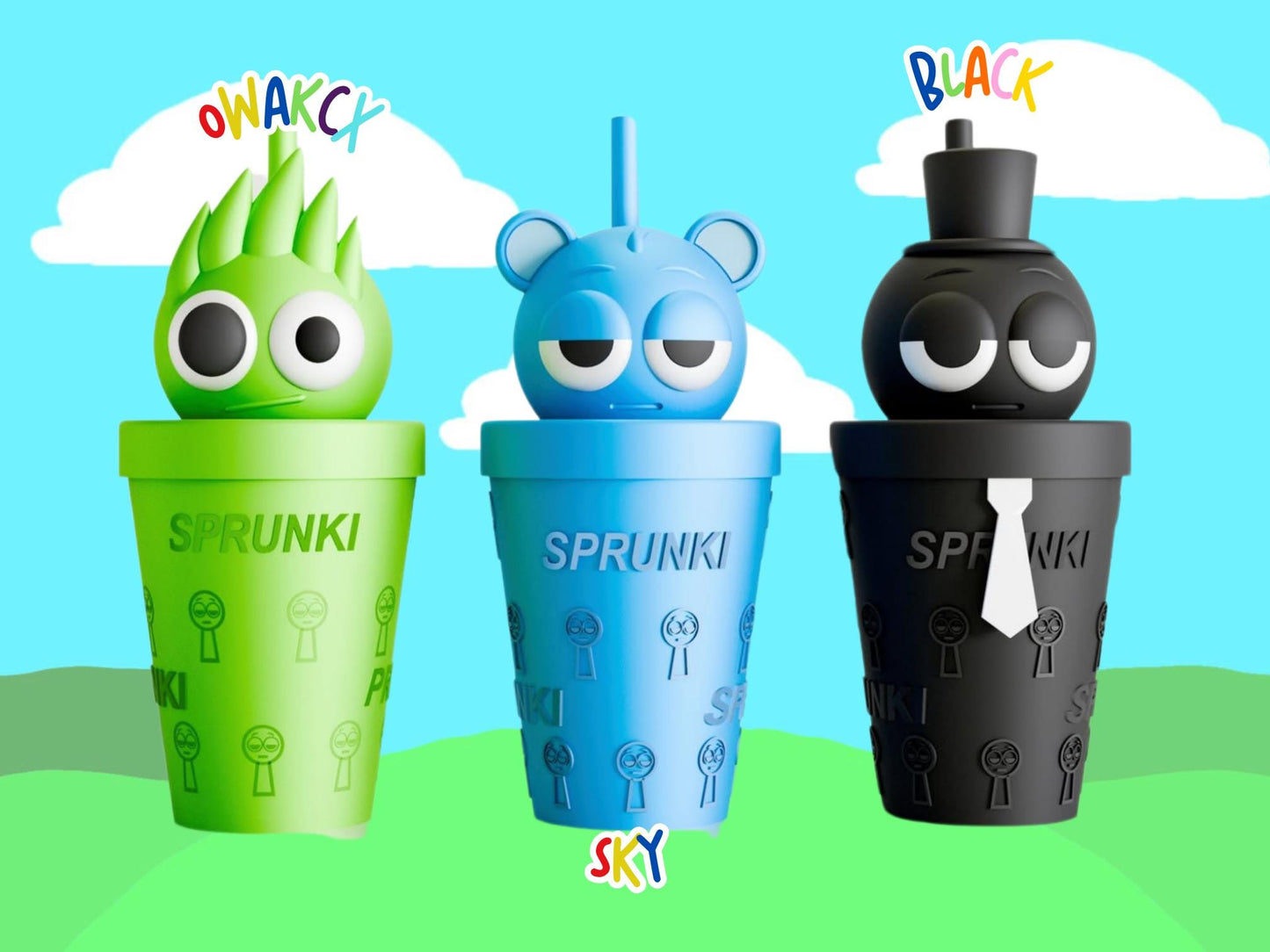 Custom Sprunki tumblers 3D Printed Colorful drinkware funny gifts Cute School Supply Gift for Gamers teens and Students Sprunkies art fan