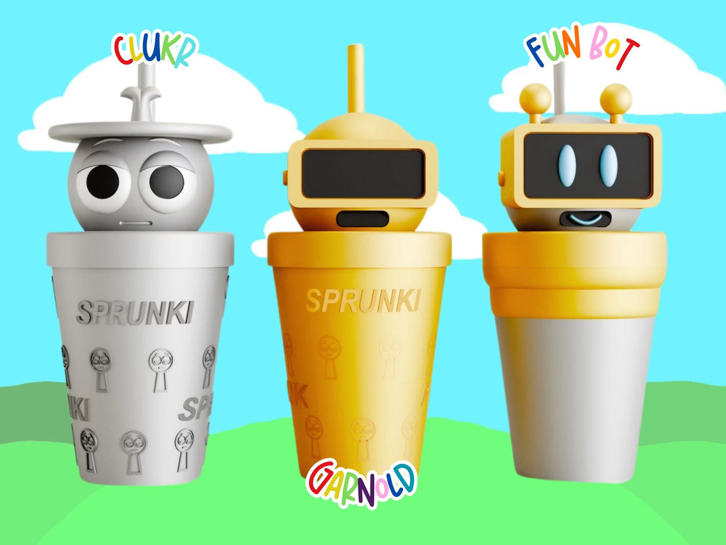 Custom Sprunki tumblers 3D Printed Colorful drinkware funny gifts Cute School Supply Gift for Gamers teens and Students Sprunkies art fan