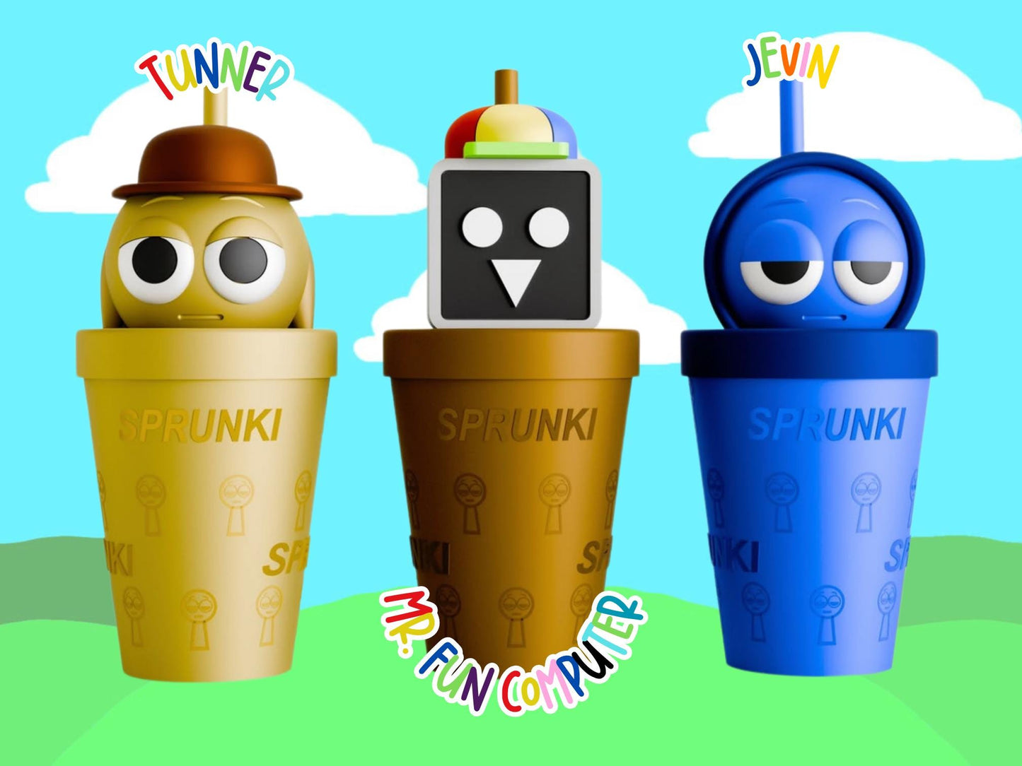 Custom Sprunki tumblers 3D Printed Colorful drinkware funny gifts Cute School Supply Gift for Gamers teens and Students Sprunkies art fan