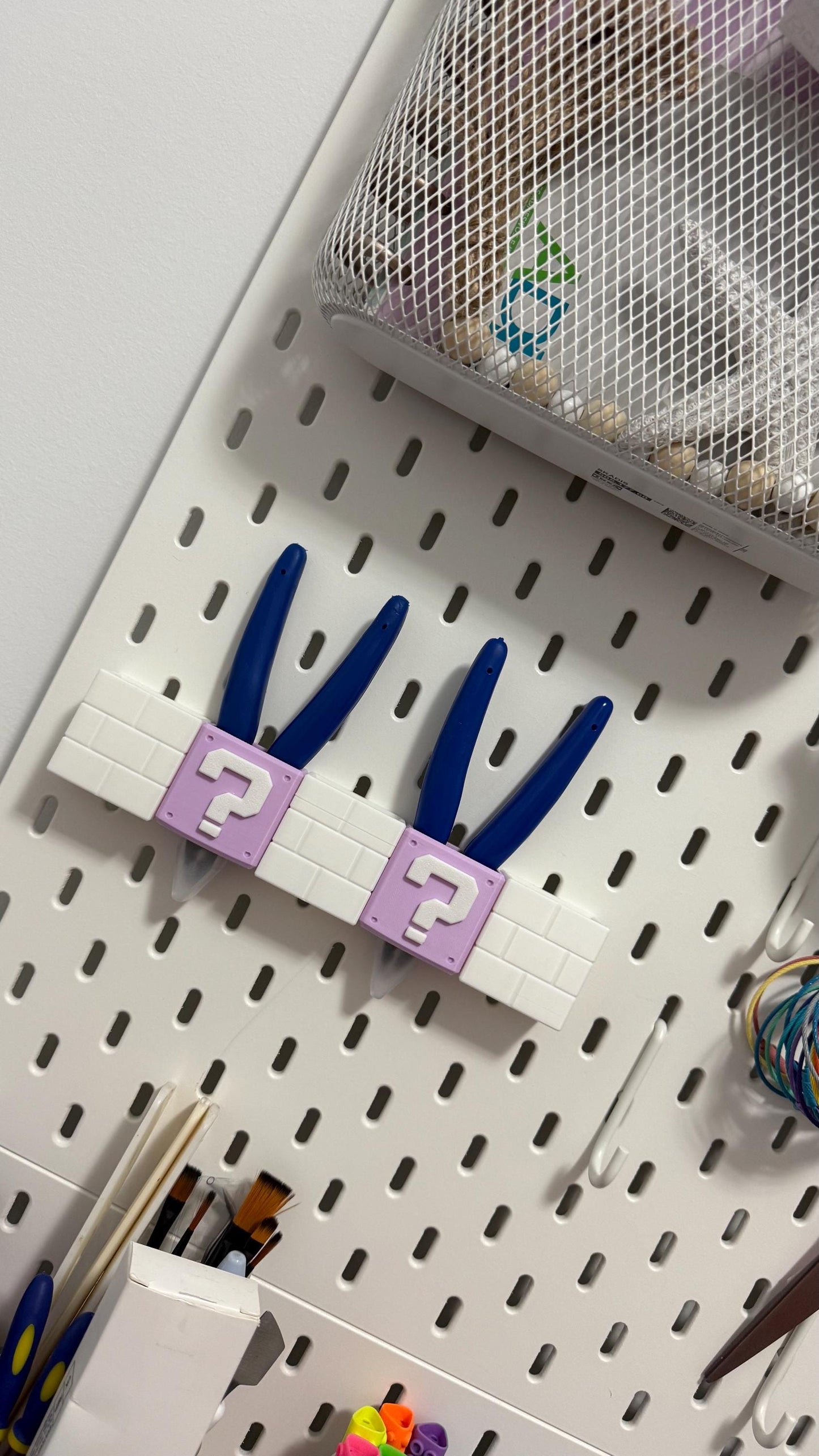 Question Block IKEA Pegboard Tool Holder Cute and Functional 3D Printed Organizer for Craft Rooms Studios and Gamer Setups