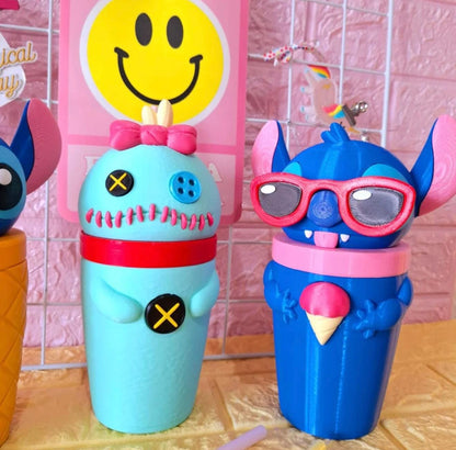 Blue monster Tumbler Cup 3D Printed Kawaii Angel:  Cute Anime Gift bottle with Lid and Straw cute cup