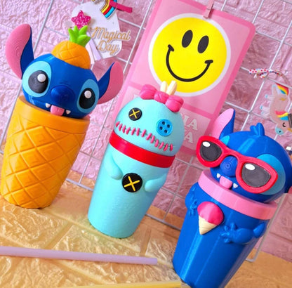 Blue monster Tumbler Cup 3D Printed Kawaii Angel:  Cute Anime Gift bottle with Lid and Straw cute cup