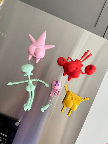 Sea Sponge and pals butt magnets set Funny 3D Printed Butt Magnets Hilarious Cartoon inspired Fridge Decor Meme Gift Anniversary Coworkers