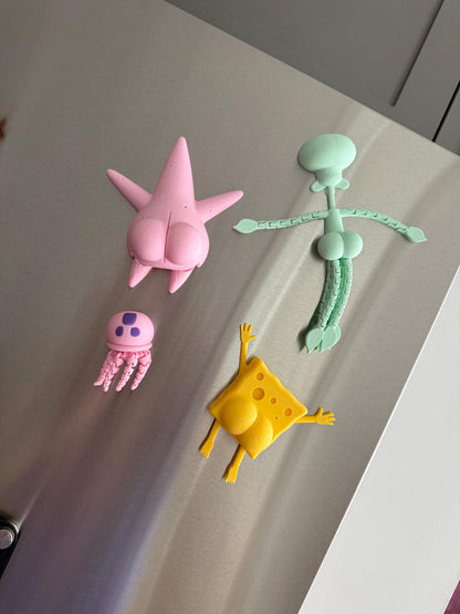 Sea Sponge and pals butt magnets set Funny 3D Printed Butt Magnets Hilarious Cartoon inspired Fridge Decor Meme Gift Anniversary Coworkers