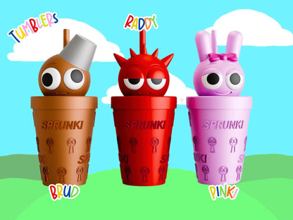 Custom Sprunki tumblers 3D Printed Colorful drinkware funny gifts Cute School Supply Gift for Gamers teens and Students Sprunkies art fan
