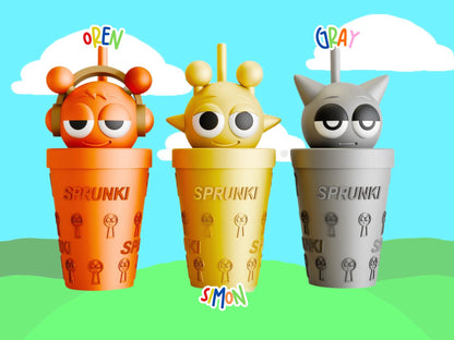 Custom Sprunki tumblers 3D Printed Colorful drinkware funny gifts Cute School Supply Gift for Gamers teens and Students Sprunkies art fan