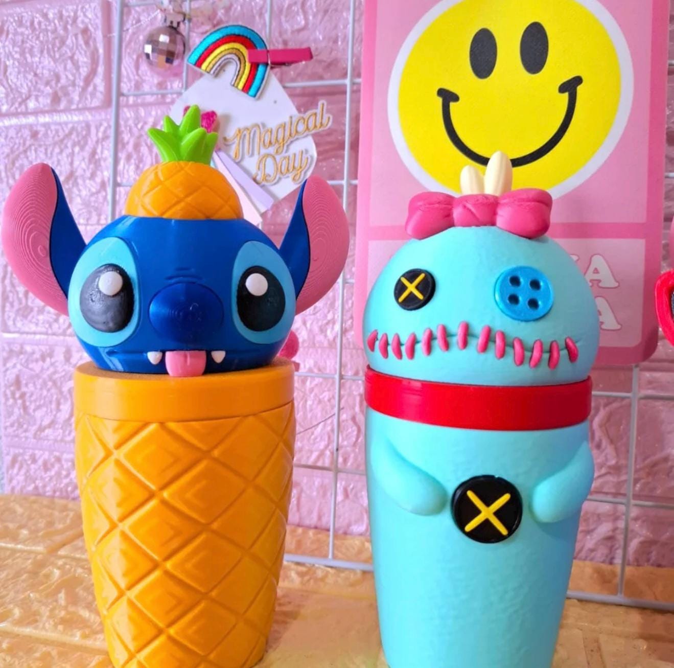Blue monster Tumbler Cup 3D Printed Kawaii Angel:  Cute Anime Gift bottle with Lid and Straw cute cup