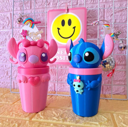 Blue monster Tumbler Cup 3D Printed Kawaii Angel:  Cute Anime Gift bottle with Lid and Straw cute cup
