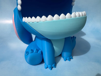 Blue monster Popcorn Bowl 3D printed: Funny Movie Night Snack Holder Cute Kitchen Decor Gift