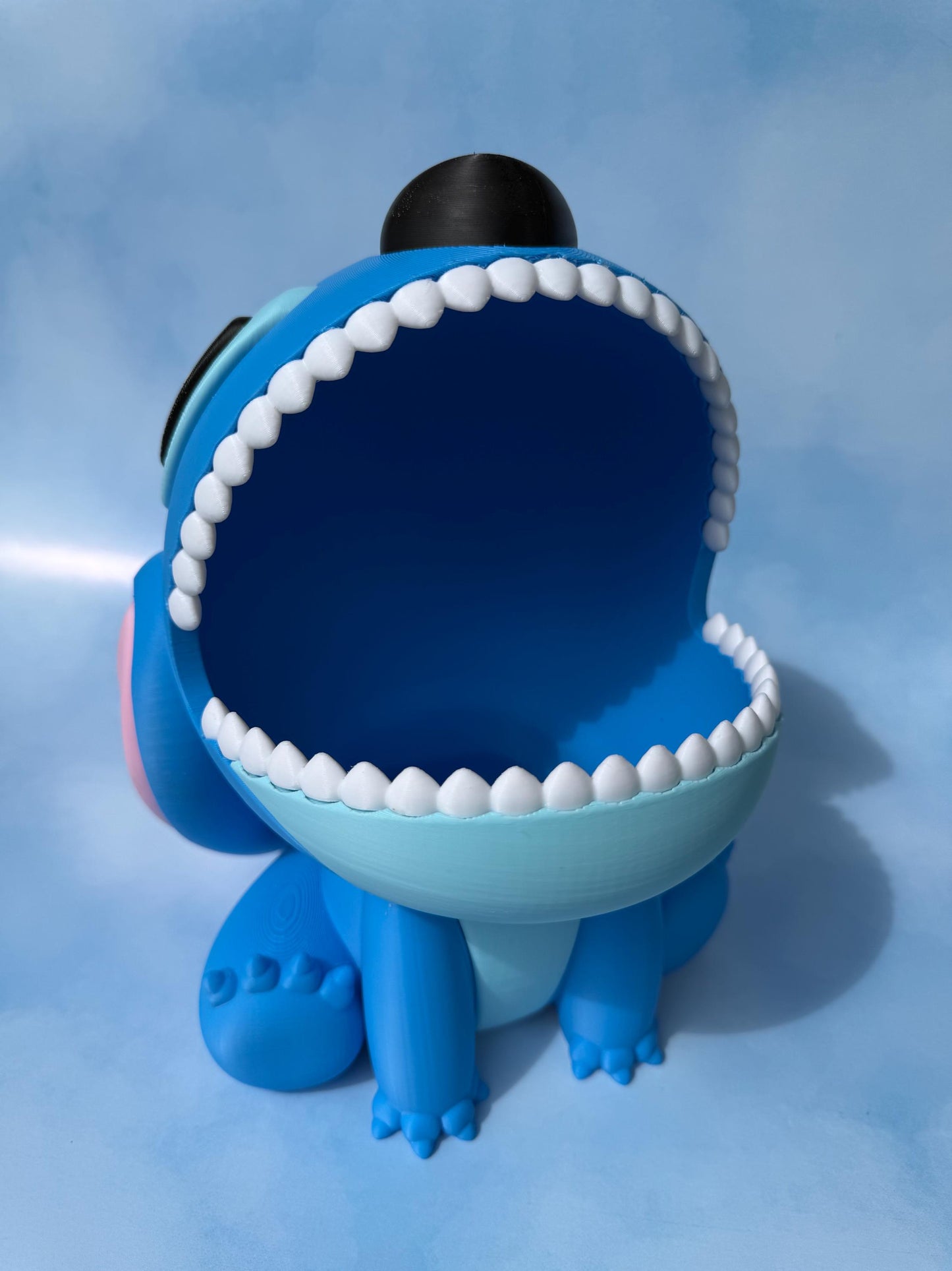 Blue monster Popcorn Bowl 3D printed: Funny Movie Night Snack Holder Cute Kitchen Decor Gift