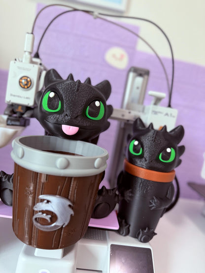 Chimuelo Tumbler and Popcorn Bucket Set 3D Printed Inspired Drinkware Snack Bowl Kitchen Decor train your Dragon lovers gift GAG kids