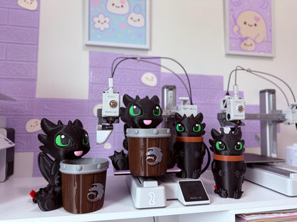 Chimuelo Tumbler and Popcorn Bucket Set 3D Printed Inspired Drinkware Snack Bowl Kitchen Decor train your Dragon lovers gift GAG kids