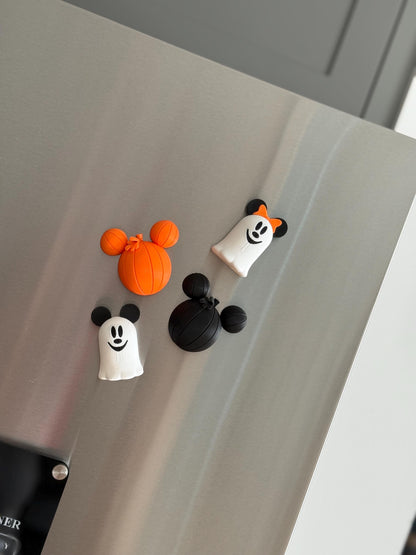 Halloween Mickey Mouse Fridge Magnets: Ghost & Pumpkin Ears, Spooky Decor