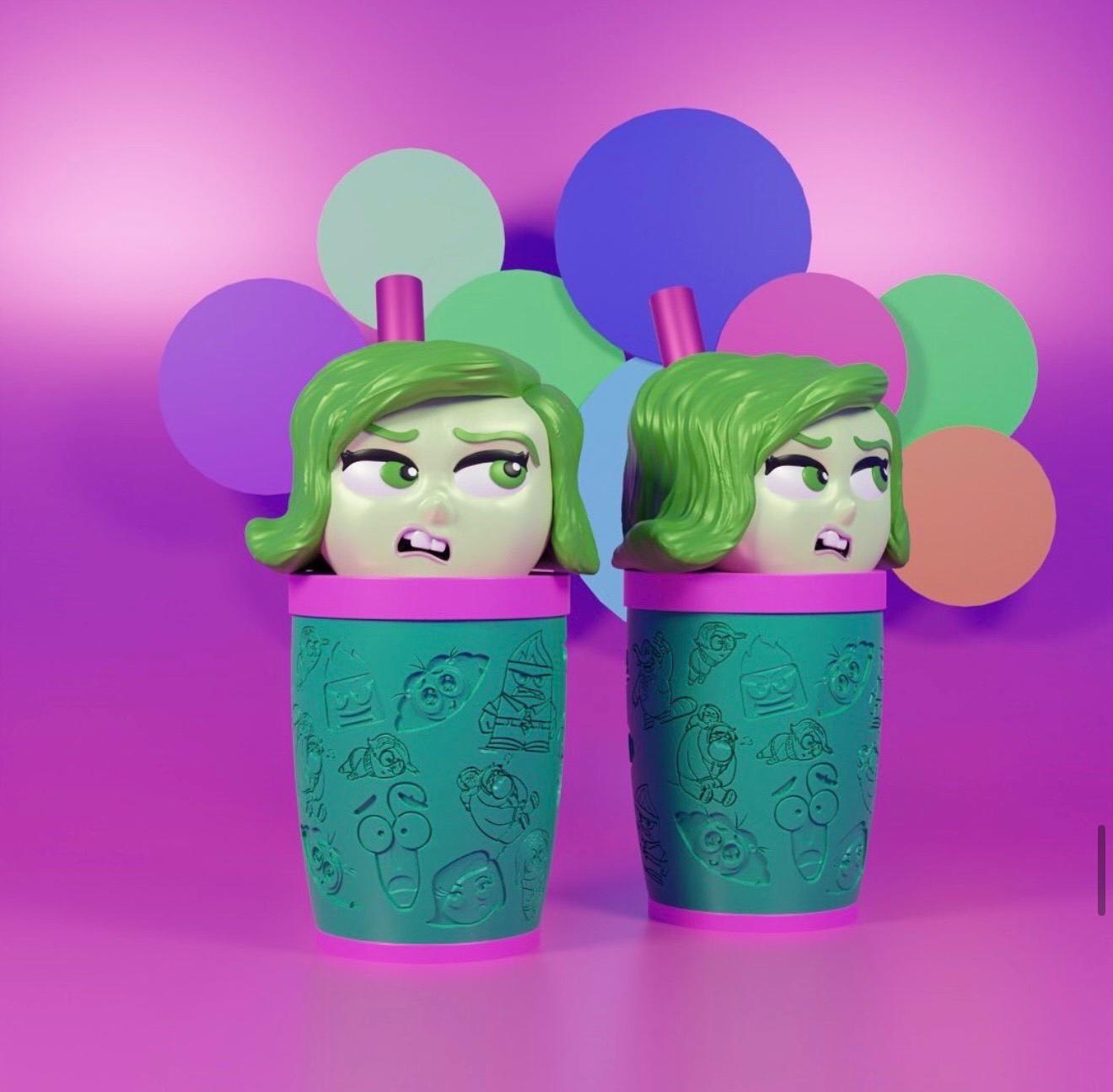 Custom inside out tumblers 3D Printed Colorful drinkware funny gifts Cute School Supply Gift for Gamers teens and Students emotions art fan