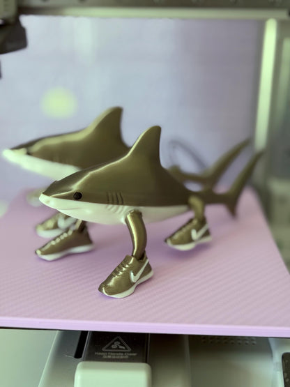 Tralalero Tralala Shark Gold Toy 3D Printed Viral Meme Figure Trend Collectible Funny Gift for Shark and Sneaker Meme Italian Brainrot