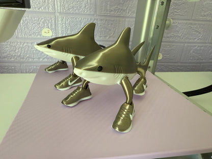 Tralalero Tralala Shark Gold Toy 3D Printed Viral Meme Figure Trend Collectible Funny Gift for Shark and Sneaker Meme Italian Brainrot