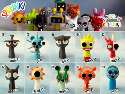 Sprunki 3D Printed figures: Incredibox Gamer Gifts for Party Favor Cake Topper birthday present Christmas and Keychains