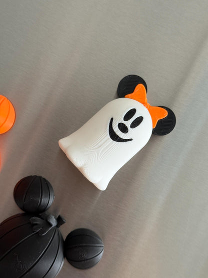 Halloween Mickey Mouse Fridge Magnets: Ghost & Pumpkin Ears, Spooky Decor