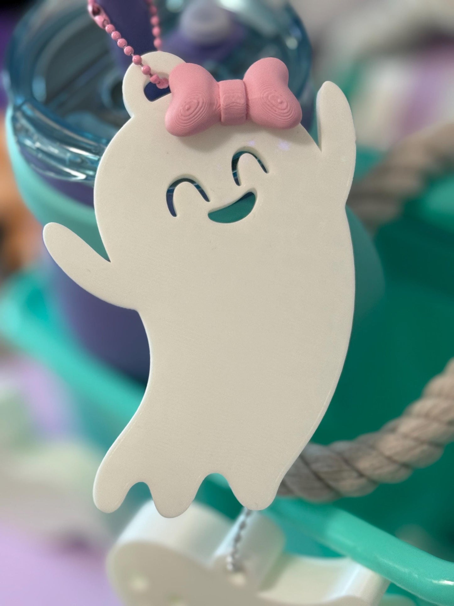 3D Printed Ghost Tag: Halloween Basket Charm, Backpack Accessory for kids and Halloween stuffer