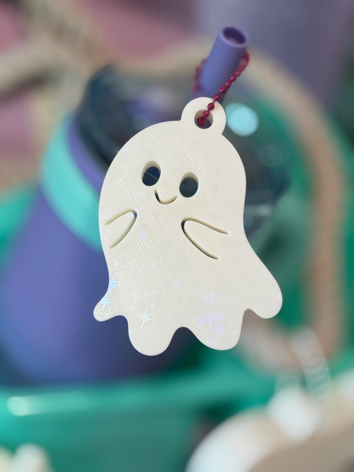 3D Printed Ghost Tag: Halloween Basket Charm, Backpack Accessory for kids and Halloween stuffer