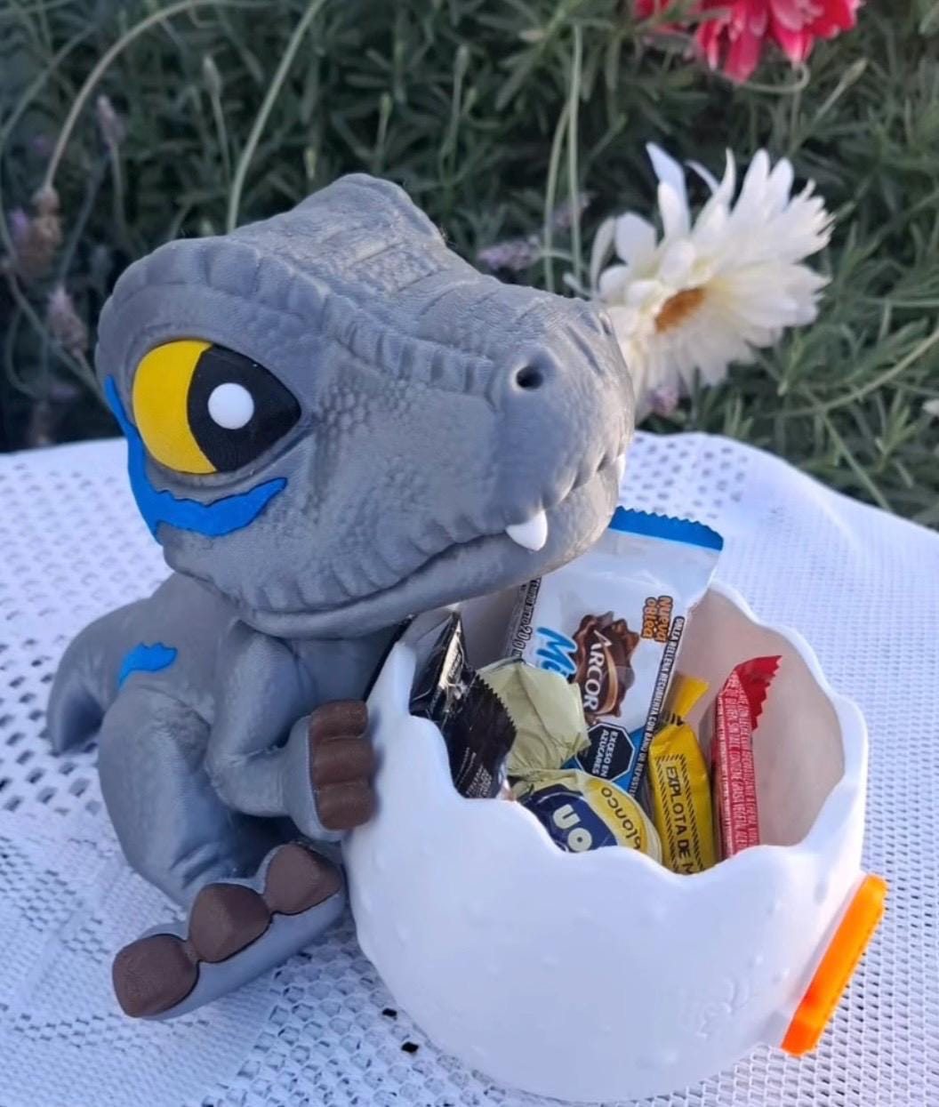 Velociraptor pop corn bucket dinosaur 3D Printed set Dino T-Rex drinkware funny gifts Cute School Supplies teens back to school Blue Rex